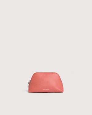 Coccinelle Grained Leather Make-Up Bag Helga Small - Pink