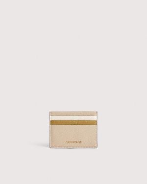 Coccinelle Grained Leather Card Holder Metallic Small - Natural