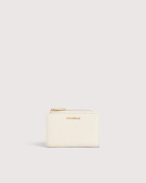 Coccinelle Small Grained Leather Wallet Metallic Small - Natural