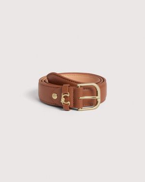 Coccinelle Grained Leather Belt Metal Loop - White