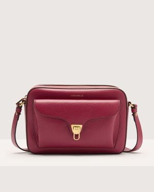 Coccinelle Grained Leather Crossbody Bag Beat Soft Large - Red