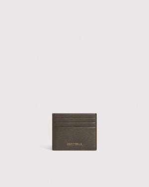 Coccinelle Grainy Leather Card Holder Metallic Small - White