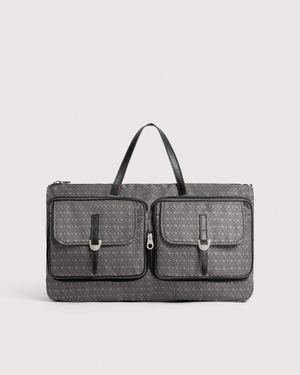 Coccinelle Monogram Nylon Handbag Smart To Go Campus Medium - Grey