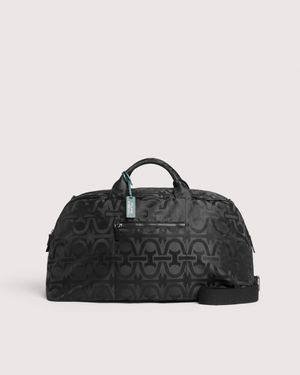 Coccinelle Nylon Monogram Fabric Travel Bag Smart To Go Large - Black