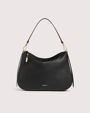 Coccinelle Grained Leather Hobo Bag Nory Medium - Black
