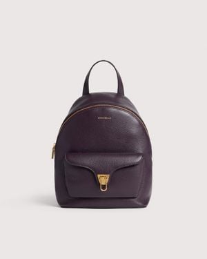 Coccinelle Rucksack Aus Genarbtem Leder Beat Generation Small - Blau