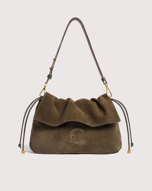 Coccinelle Suede Shoulder Bag Lidia Small - Natural