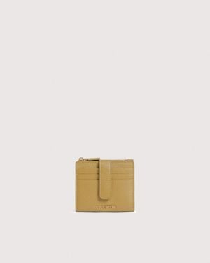 Coccinelle Small Grained Leather Wallet Metallic Medium - Natural