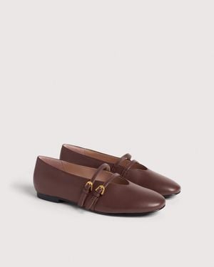 Coccinelle Smooth Leather Ballet Flats Risako - Brown