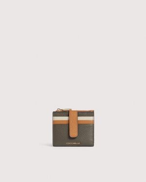 Coccinelle Small Grained Leather Wallet Metallic Medium - Natural