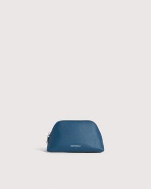 Coccinelle Grained Leather Make-Up Bag Helga Small - Blue