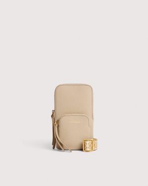 Coccinelle Grained Leather Phone Holder Pixie Mini - Natural