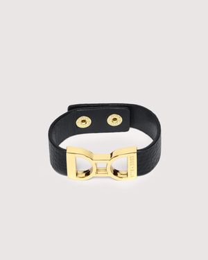 Coccinelle Grained Leather Bracelet Arlettis Ribbon - Black