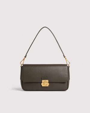 Coccinelle Grained Leather Shoulder Bag C-Me Lock Large - White