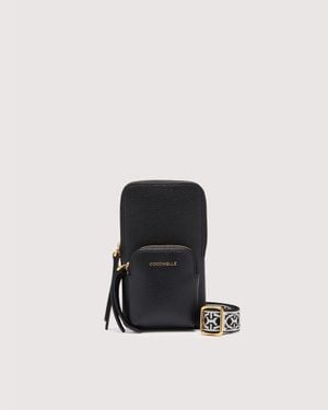 Coccinelle Grained Leather Phone Holder Pixie Mini - Black