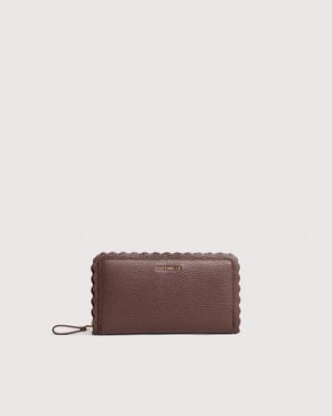 Coccinelle Grained Leather Wallet Leather Lace Large - Brown