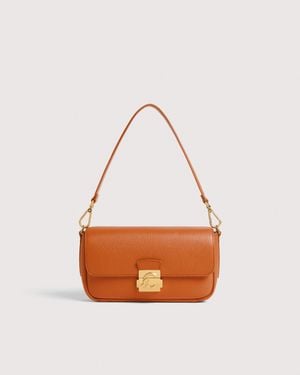 Coccinelle Grained Leather Shoulder Bag C-Me Lock Medium - White