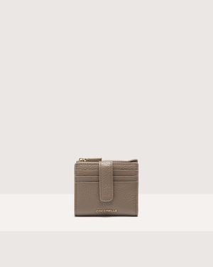 Coccinelle Small Grained Leather Wallet Metallic Medium - Natural
