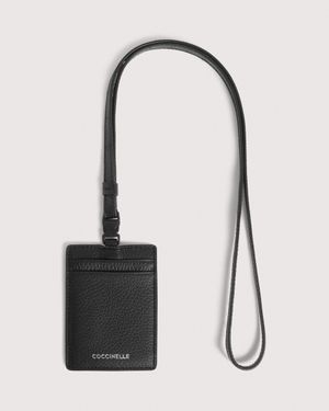 Coccinelle Grained Leather Badge Holder Bui - Black
