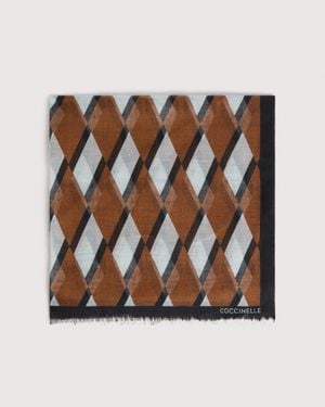 Coccinelle Silk And Modal Stole New Geometric Patch - Multicolor