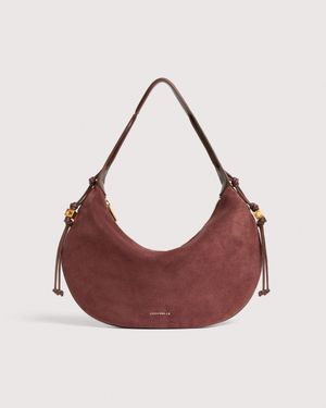 Coccinelle Suede Shoulder Bag Thess Medium - Pink