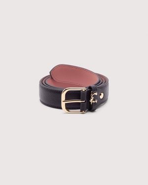 Coccinelle Gürtel Aus Genarbtem Leder Metal Loop - Pink
