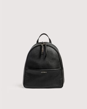 Coccinelle Grained Leather Backpack Nory Medium - Black