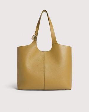 Coccinelle Grained Leather Tote Bag C-Easy Large - Natural
