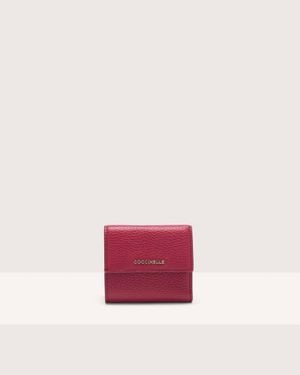 Coccinelle Small Grained Leather Wallet Metallic Soft - Pink