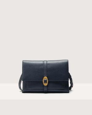 Coccinelle Grained Leather Shoulder Bag Dorian Small - Blue