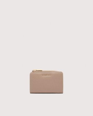 Coccinelle Small Grained Leather Wallet Metallic Small - Natural