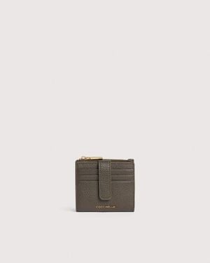 Coccinelle Small Grained Leather Wallet Metallic Medium - Natural