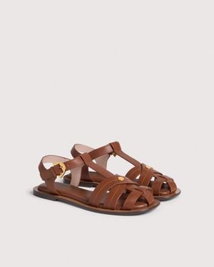 Coccinelle Cowhide-Effect Smooth Leather Sandals Sunup - Brown