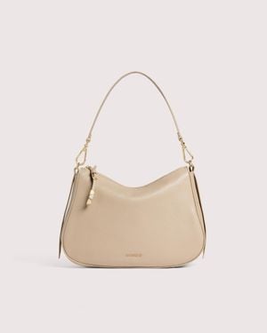 Coccinelle Grained Leather Hobo Bag Nory Small - Natural
