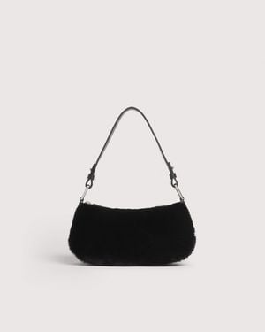 Coccinelle Synthetic Fur And Grained Leather Minibag Merveille Synthetic Fur - White