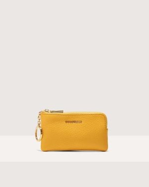 Coccinelle Grained Leather Coin Purse Metallic Soft - Yellow