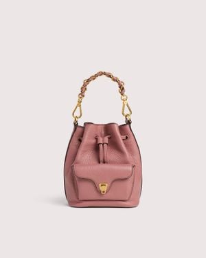 Coccinelle Grained Leather Bucket Bag Beat Generation Small - Pink