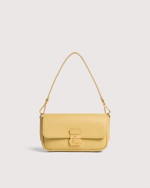 Coccinelle Grained Leather Shoulder Bag C-Me Lock Medium - Natural