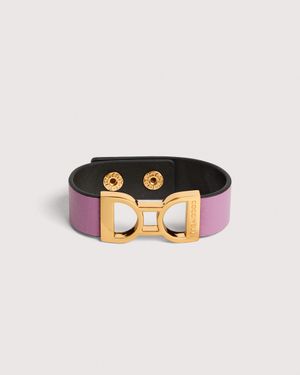 Coccinelle Grained Leather Bracelet Arlettis Ribbon - Multicolour