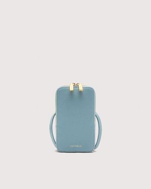 Coccinelle Grained Leather Phone Holder Flor Mini - Blue