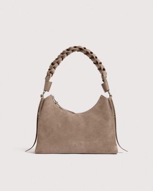 Coccinelle Suede Shoulder Bag Boheme Small - Natural