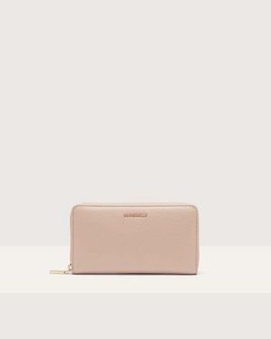 Coccinelle Large Zip-Around Leather Purse - Pink