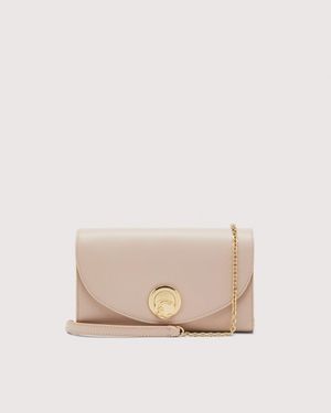Coccinelle Smooth Leather Clutch Bag Nikla Smooth Small - Natural