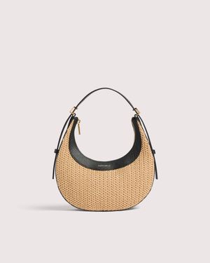 Coccinelle Straw And Micro Grained Leather Minibag Whisper Mini - Metallic