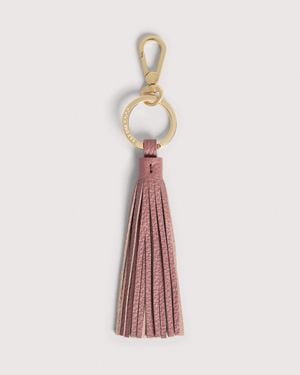 Coccinelle Grained Leather And Metal Key Ring Tassel - Pink