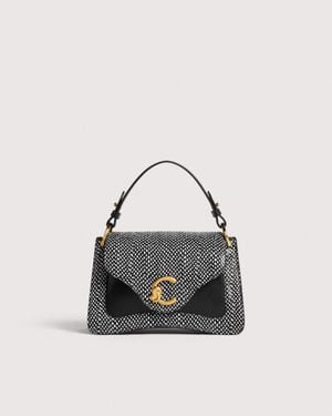 Coccinelle Elaphe Dots-Effect Embossed Leather Handbag C-Me Small - Black