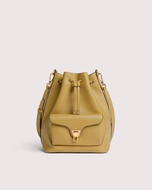 Coccinelle Grained Leather Bucket Bag Beat Generation Medium - Metallic