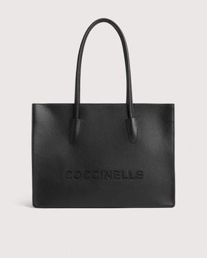 Coccinelle Grained Leather Tote Bag Myrtha26 Large - Black