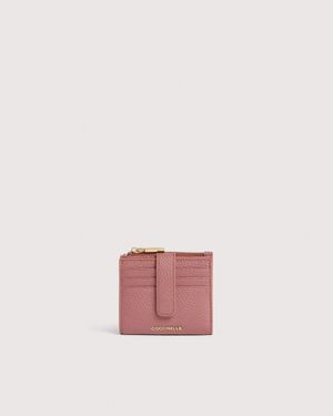 Coccinelle Small Grained Leather Wallet Metallic Medium - Pink