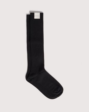 Coccinelle Cotton-Blend Socks Ribbed Knee Socks - Black